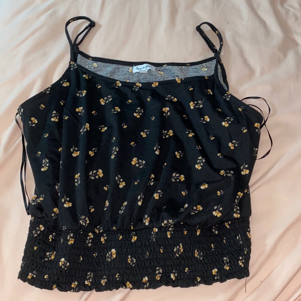 Black flower tank top.